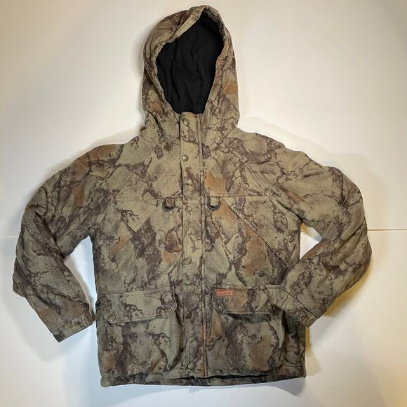 Woolrich Outdoor Guide Youth Hunting Jacket 10/12 Camo Hooded Coat Flaw Wearable - Picture 1 of 9